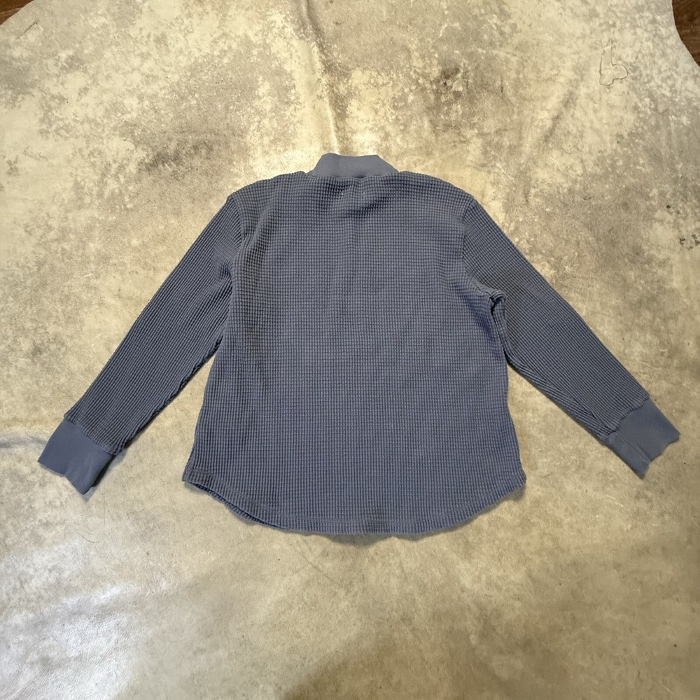 Madewell Waffle Knit Mockneck Sweatshirt Womens Large Sunfaded Indigo Blue - Picture 2 of 9